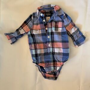 OshKosh B'gosh Kids Plaid Onesie - Blue and Pink size 6m